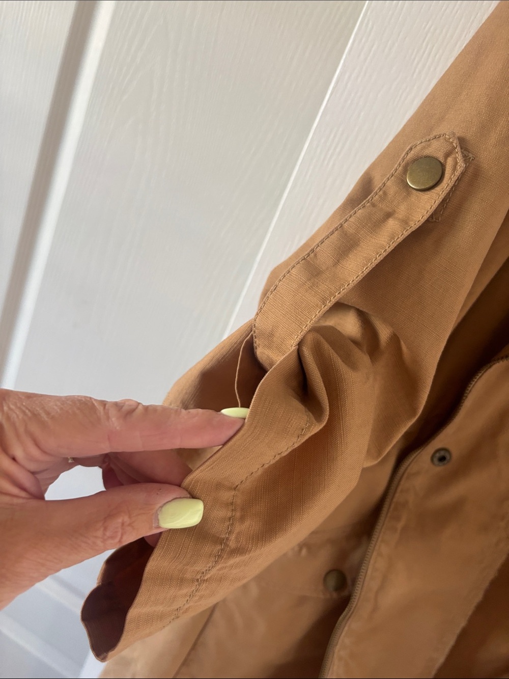 Vintage Lane Bryant Twill Funnel Neck Camel Utility Anorak Coat SZ (26-28W) - Picture 14 of 16